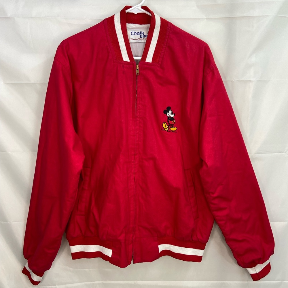 Vintage rare adult Mickey Mouse embroidered fleece lined bomber jacket full zip